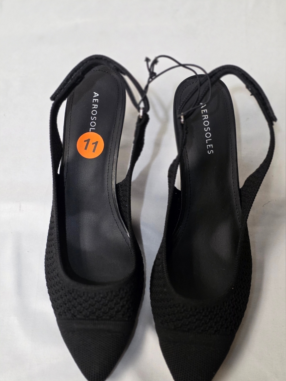 AEROSOLES Liviara Black Knit Slingback Pointed-Toe Heels Womens Size 11 - Picture 2 of 8